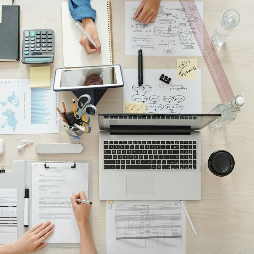 Marketing team working on project
