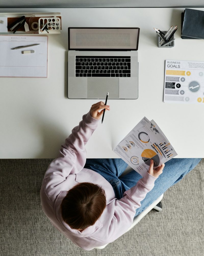 Marketer analyzing advertising statistics